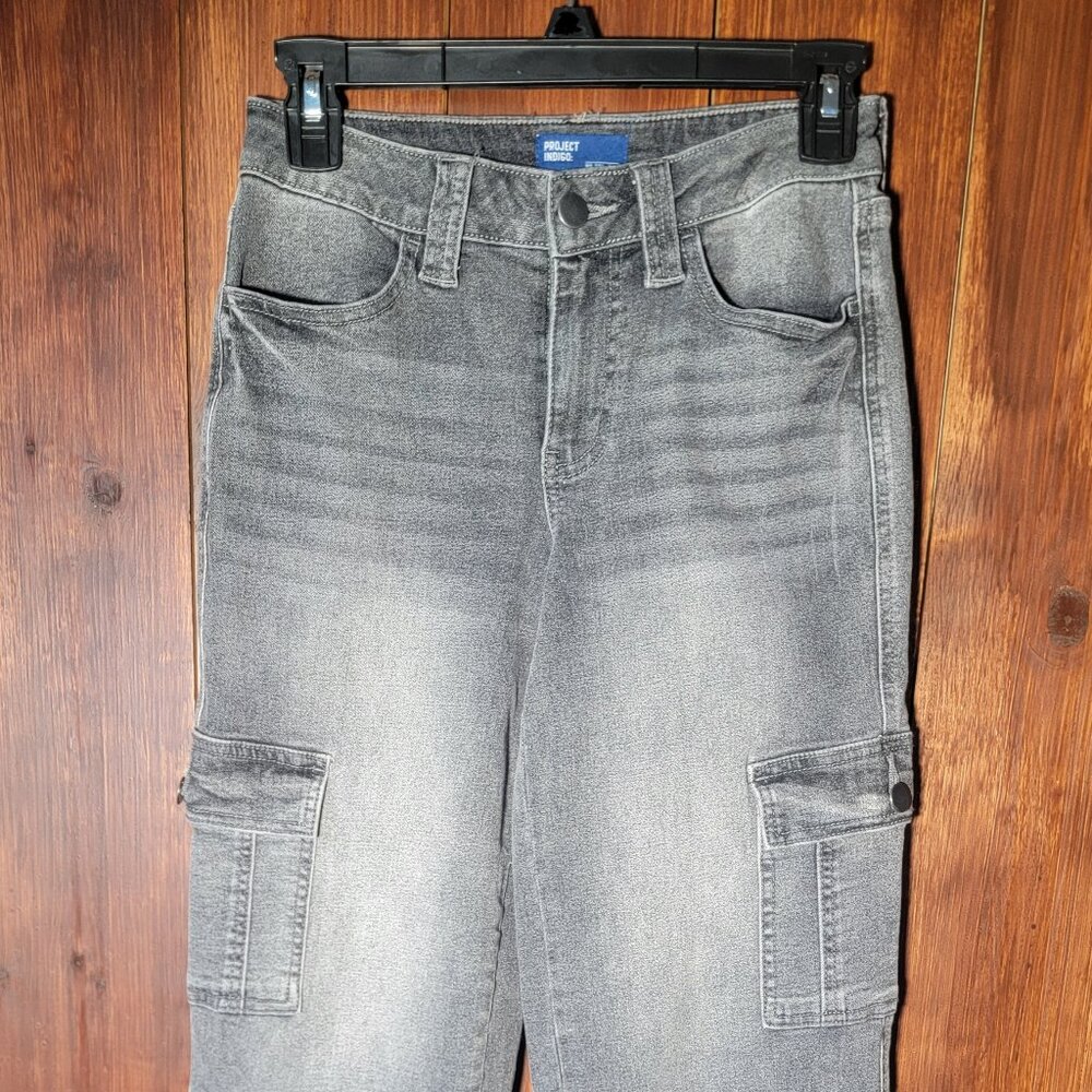 Juniors‎ 1 (25/30) Cargo Skater Jeans Gray Wash Y2K Edgy 2000s Punk Indie Retro